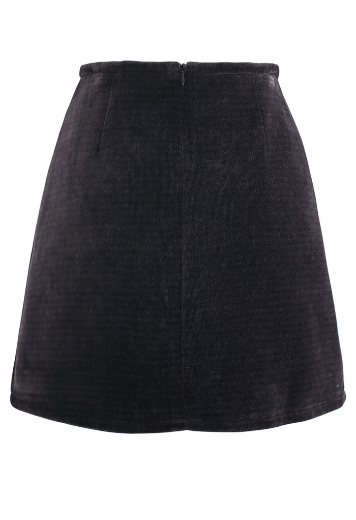 Corduroy Mini Bud Skirt in Black
