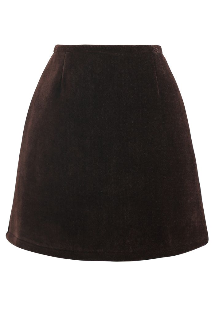Corduroy Mini Bud Skirt in Brown - Retro, Indie and Unique Fashion