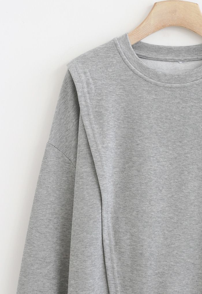 Cross Flap Front Oversized Sweatshirt in Grey