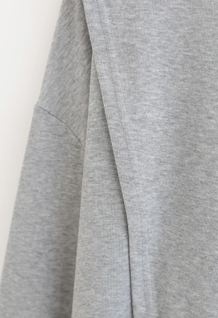 Cross Flap Front Oversized Sweatshirt in Grey