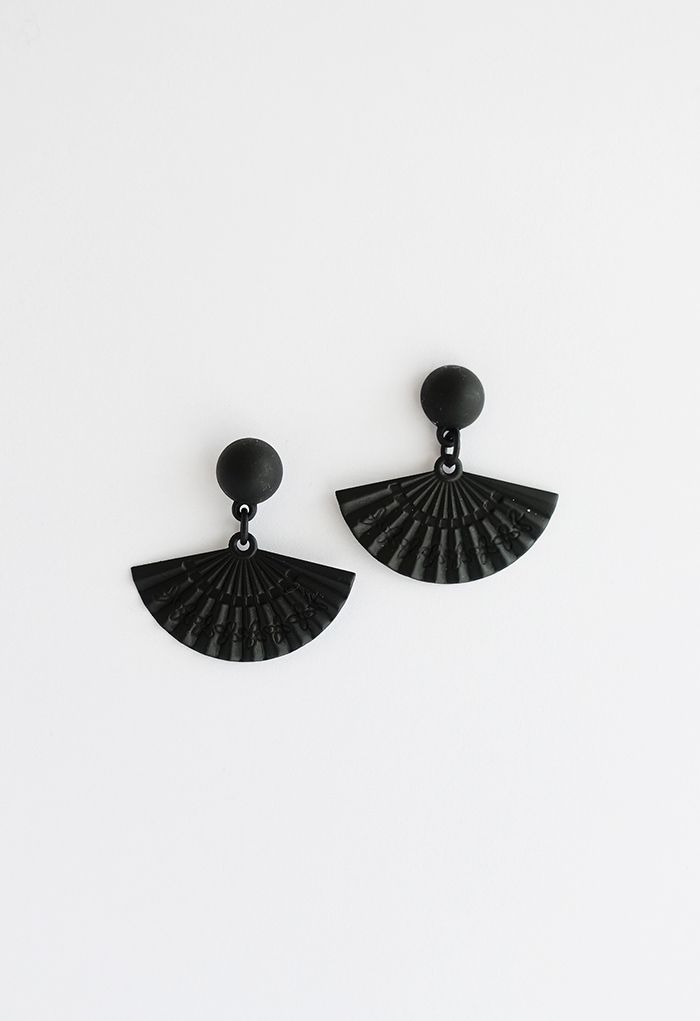 Black Folded Fan Earrings