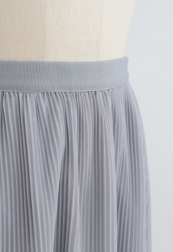Lightsome Chiffon Pleated Midi Skirt in Grey - Retro, Indie and Unique ...