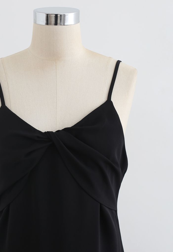 Twist Bust Flare Cami Dress in Black - Retro, Indie and Unique Fashion