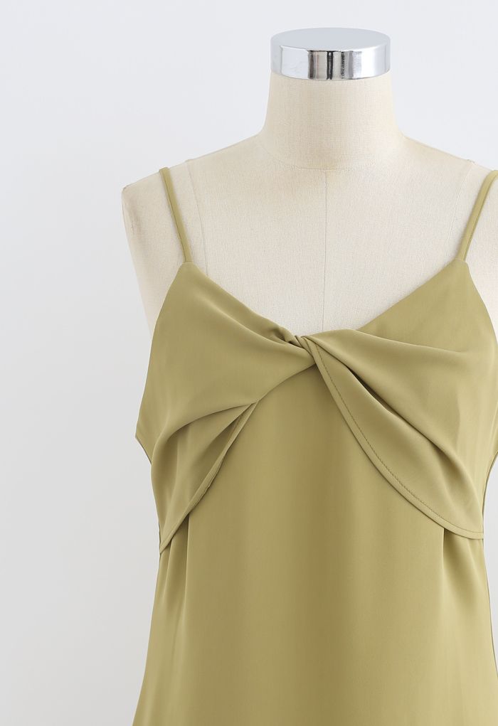 Twist Bust Flare Cami Dress in Mustard - Retro, Indie and Unique Fashion