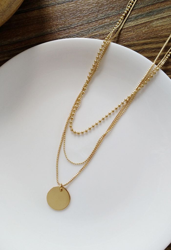Triple-Layered Golden Coin Necklace