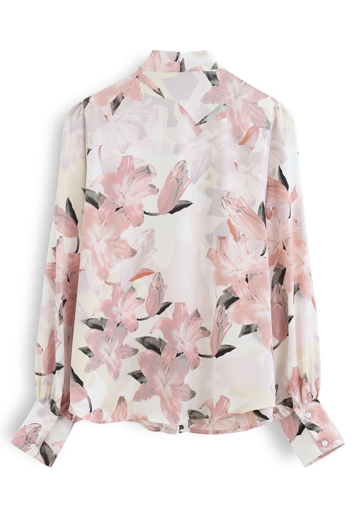 Pink Lily Blossom Watercolor Bowknot Shirt - Retro, Indie and Unique ...