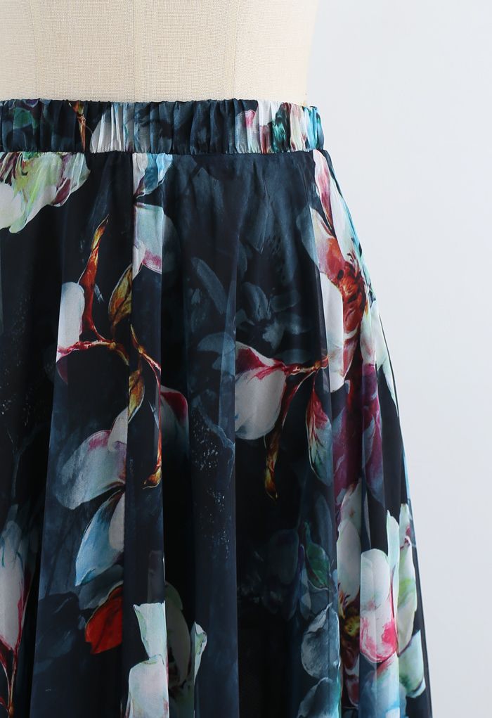 Flowy Floral Chiffon Maxi Skirt