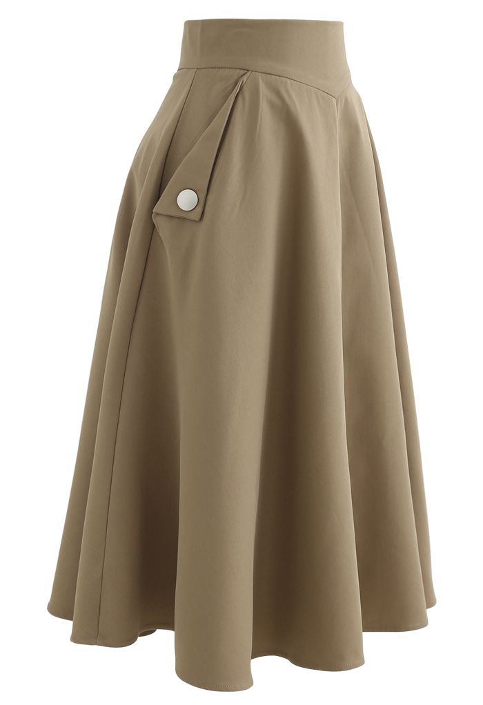 Classic Simplicity A-Line Midi Skirt in Tan - Retro, Indie and Unique ...