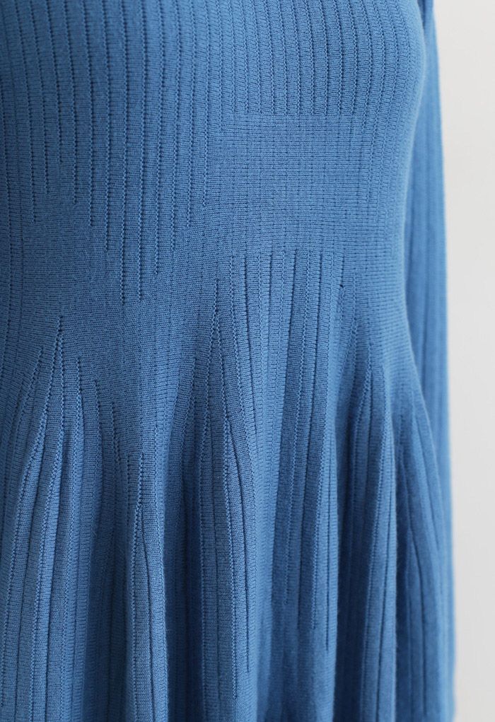 Frilling Hem Round Neck Knit Dress in Blue - Retro, Indie and Unique ...