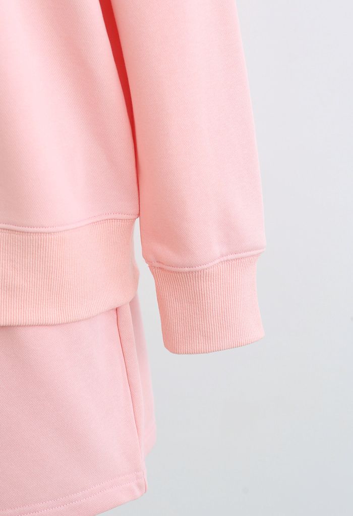 Blush Pink Sweatshirt and Shorts Set - Retro, Indie and Unique Fashion