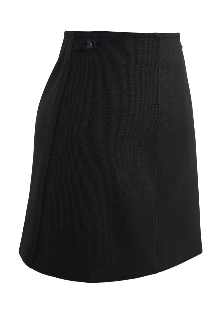 Double Buttons Bud Mini Skirt in Black - Retro, Indie and Unique Fashion