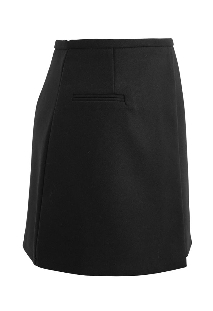 Fake Pocket Flap Bud Skirt in Black - Retro, Indie and Unique Fashion