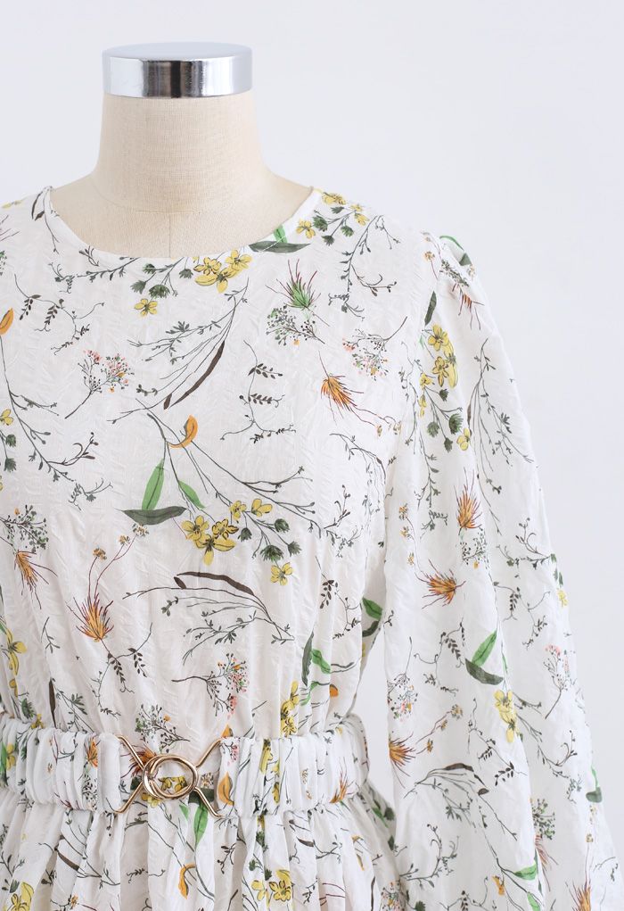Wild Flowers Printed Texture Cotton Dress