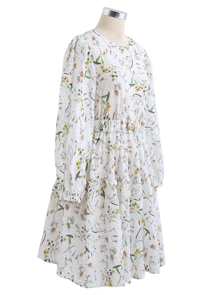 Wild Flowers Printed Texture Cotton Dress