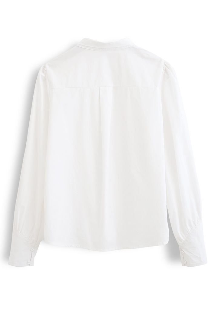 Detachable Flower Ribbon Buttoned Shirt in White - Retro, Indie and ...