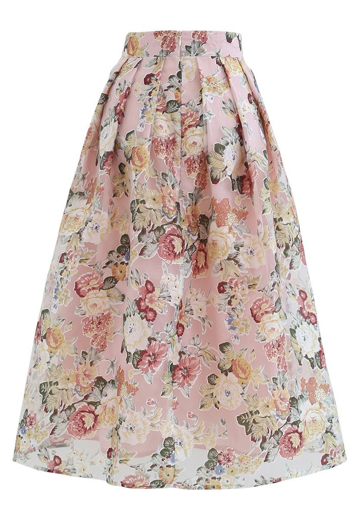 Blooming Flowers Printed Organza Midi Skirt - Retro, Indie and Unique ...