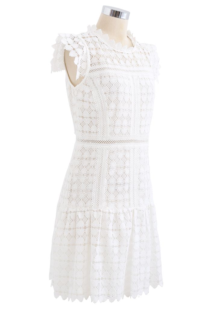 Full of Heart Crochet Sleeveless Dress in White - Retro, Indie and ...