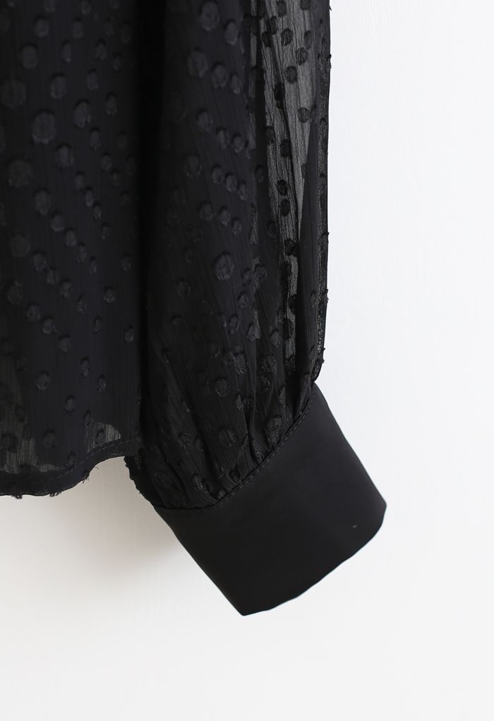 Spots Jacquard Chiffon Shirt in Black
