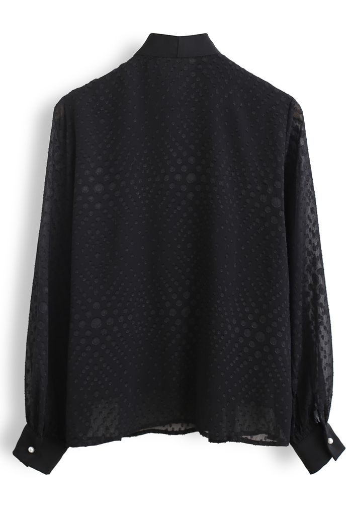 Spots Jacquard Chiffon Shirt in Black