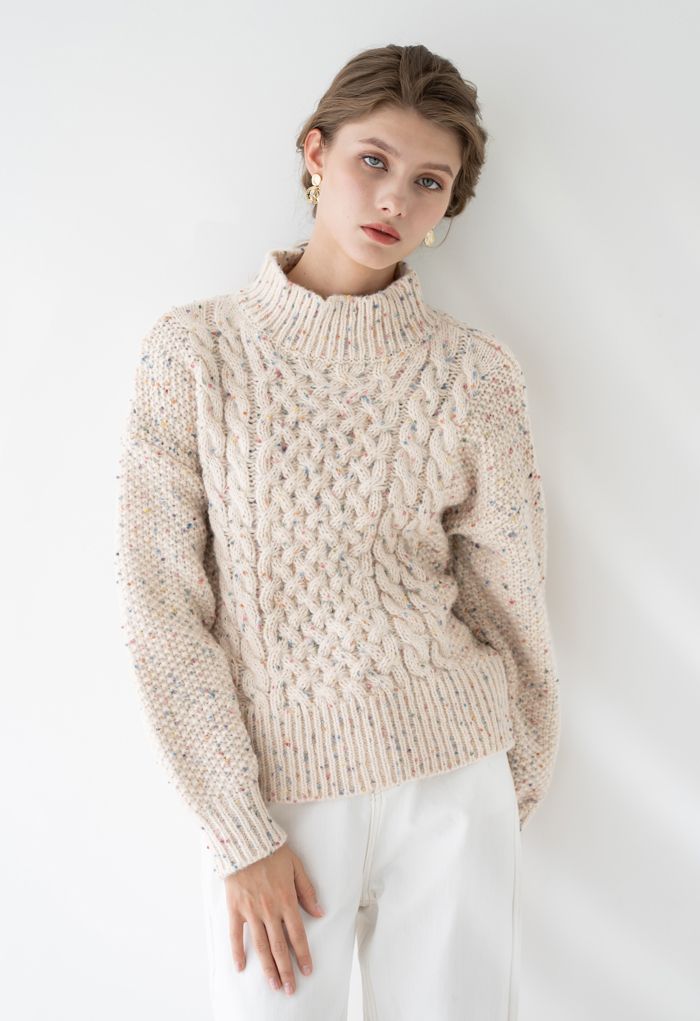 Colorful Dots High Neck Chunky Knit Sweater - Retro, Indie and Unique ...