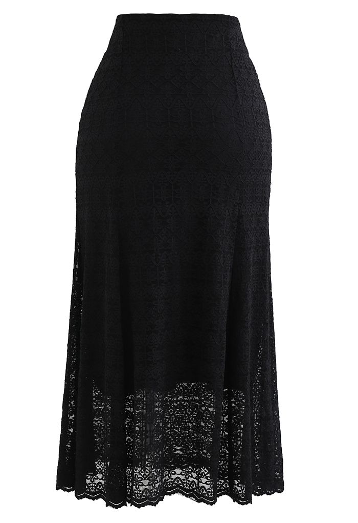 Floret Zigzag Lace Frill Hem Skirt in Black - Retro, Indie and Unique ...