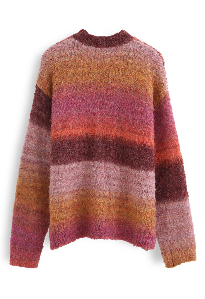 Ombre Striped Oversized Knit Sweater in Berry - Retro, Indie and Unique ...