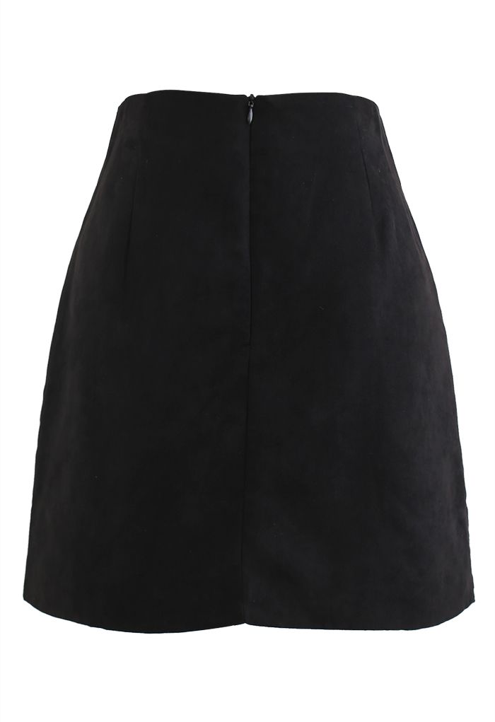 Crisscross Suede Bud Skirt in Black - Retro, Indie and Unique Fashion