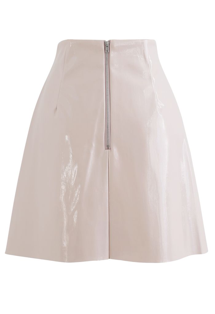 Glossy Faux Leather Bud Skirt in Pink - Retro, Indie and Unique Fashion