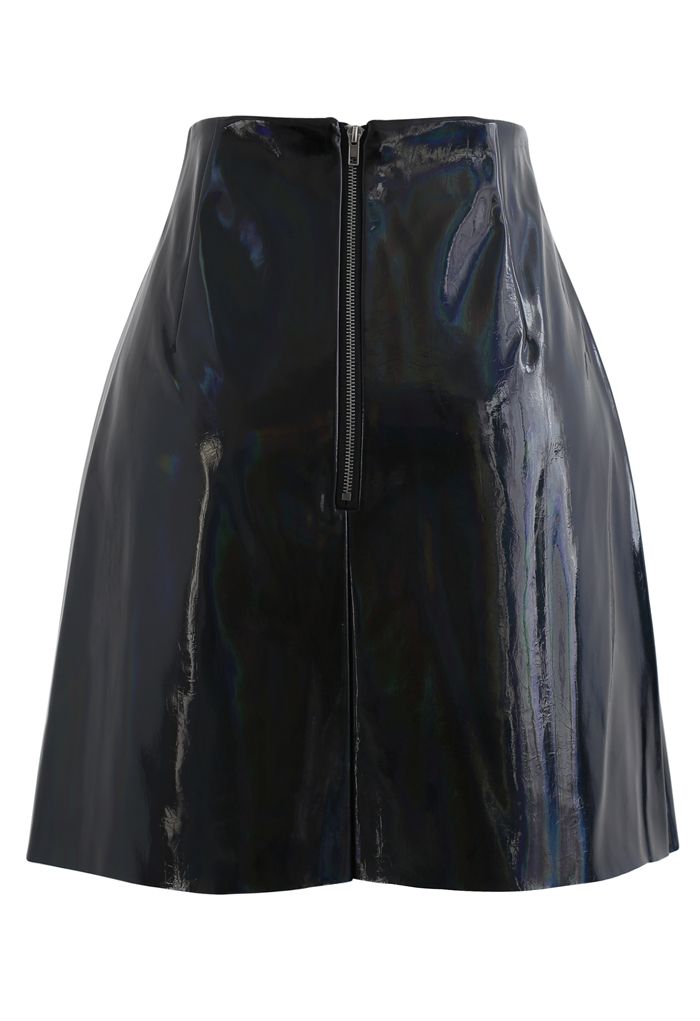 Glossy Faux Leather Bud Skirt in Black - Retro, Indie and Unique Fashion