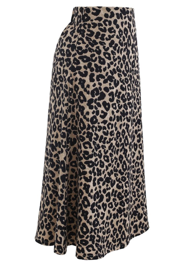 Wild Leopard Print A-Line Midi Skirt - Retro, Indie and Unique Fashion