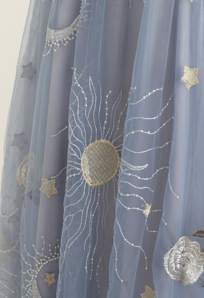 Embroidery Trim Mesh Cami Dress