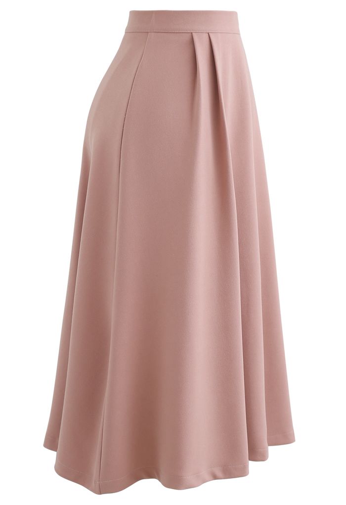 Pleated Flare Midi Skirt in Light Pink - Retro, Indie and Unique Fashion