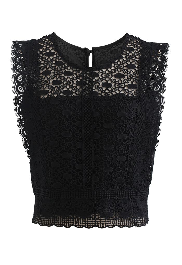 Lace Crop Tank Top in Black - Retro, Indie and Unique Fashion