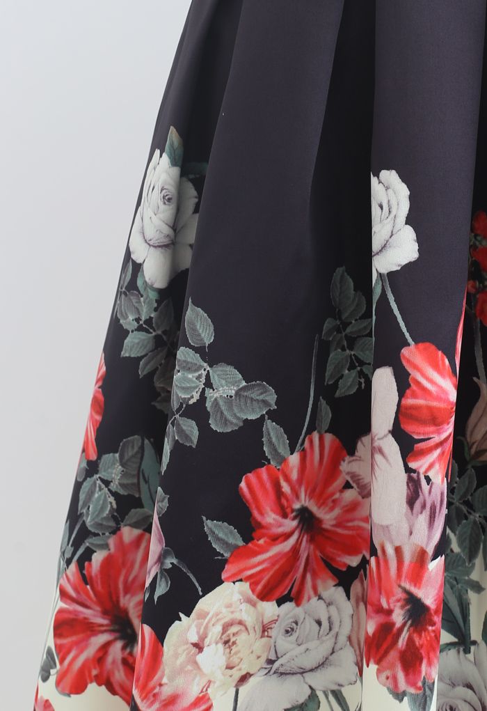 Splendid Blossom Print Prom Midi Skirt