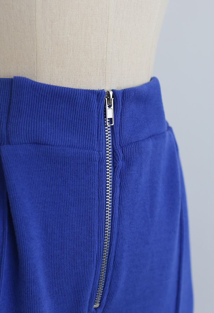 Zip Front Side Pocket Joggers in Blue