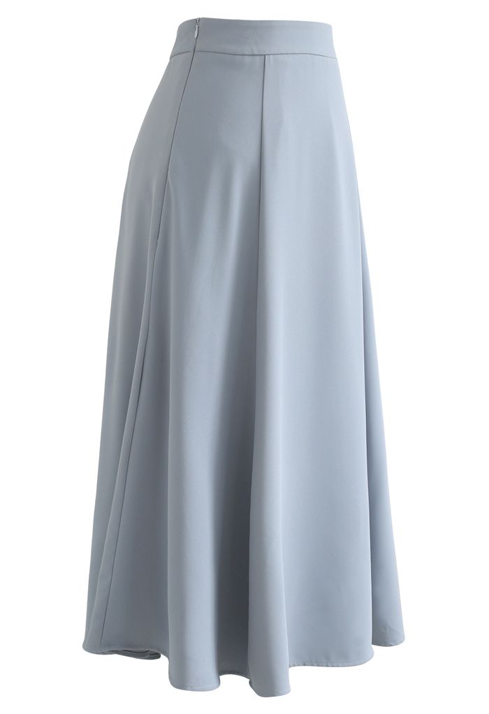 Glittering High-Waisted Flare Skirt in Dusty Blue - Retro, Indie and ...