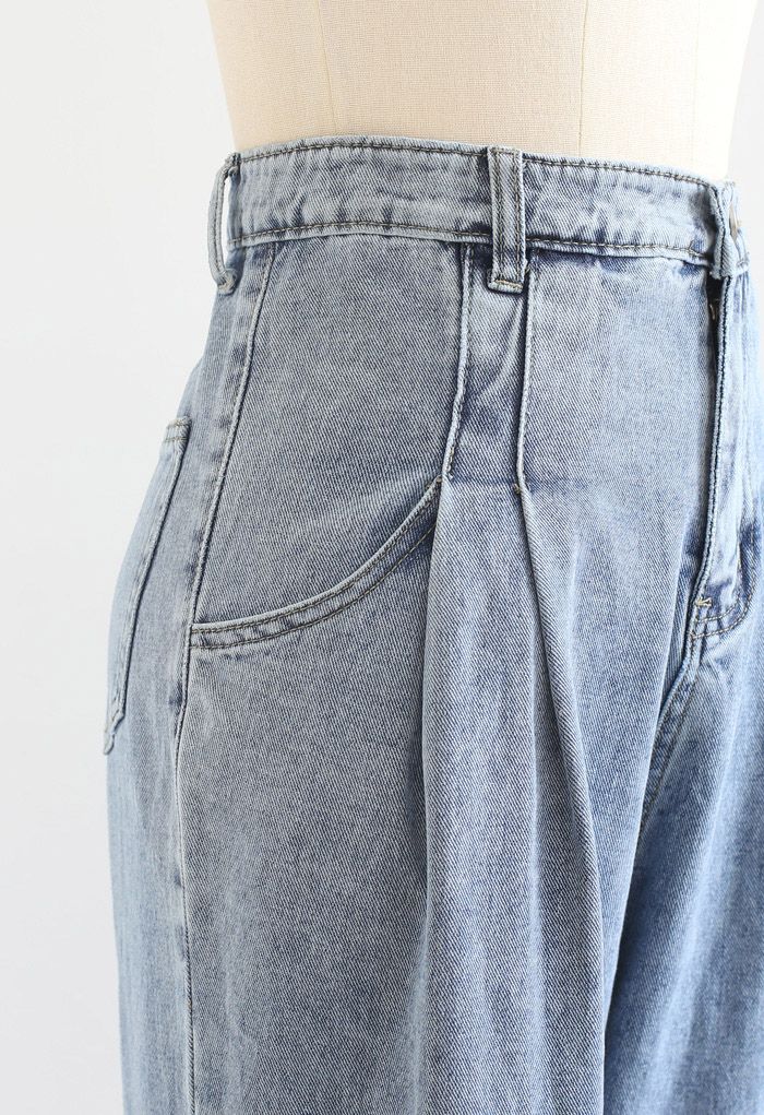 Pleats Pockets High-Waisted Soft Jeans - Retro, Indie and Unique Fashion