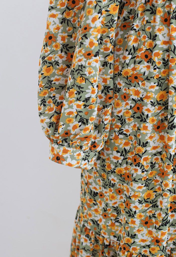 Ditsy Floral Frilling Wrap Dress - Retro, Indie and Unique Fashion
