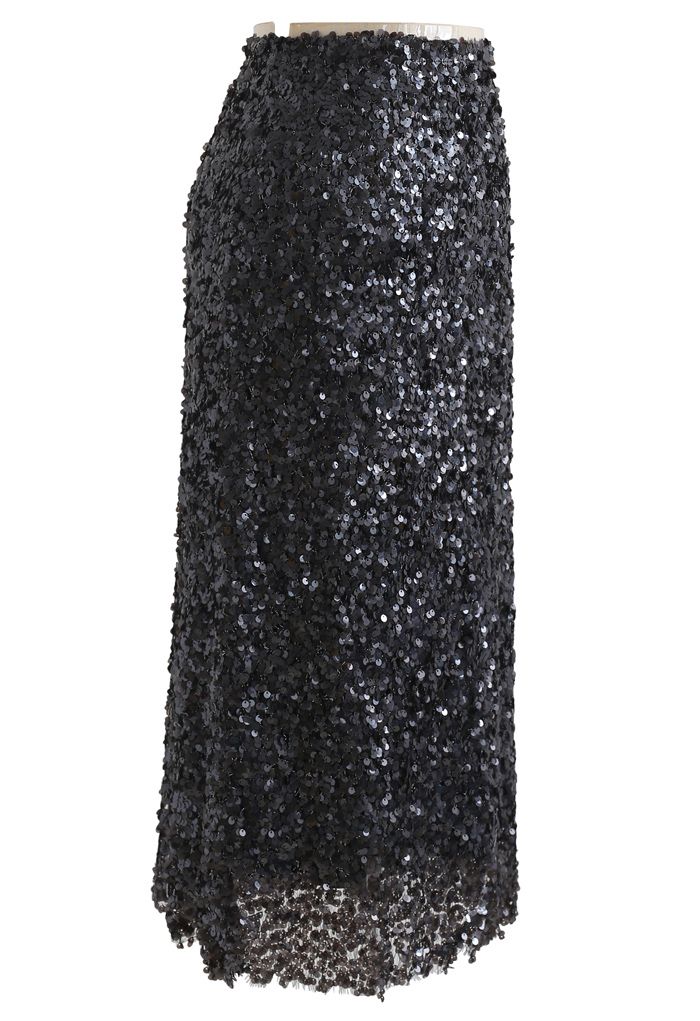 Sequined Seamless Pencil Skirt in Black - Retro, Indie and Unique Fashion