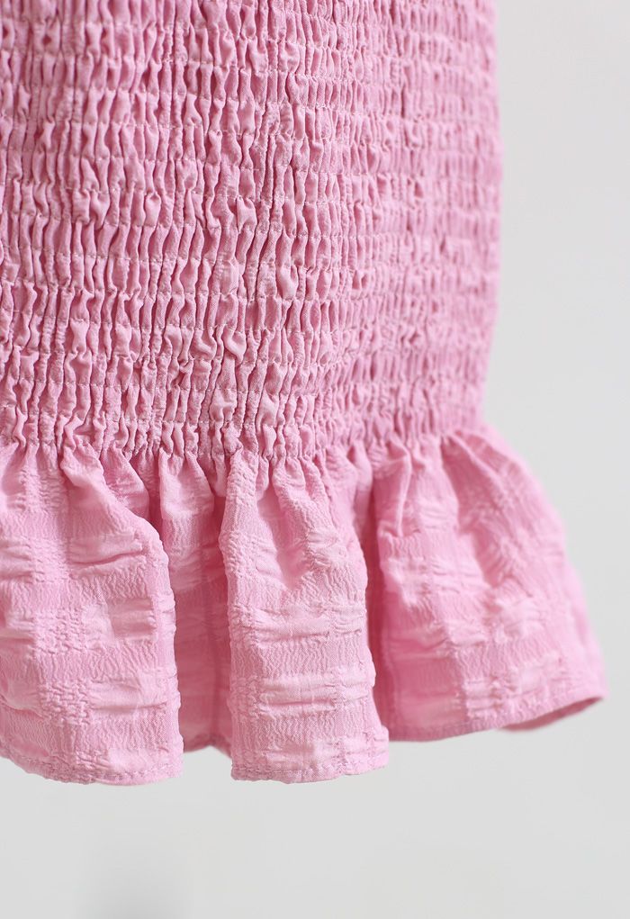 Frill Hem Full Shirring Pencil Skirt in Pink - Retro, Indie and Unique ...