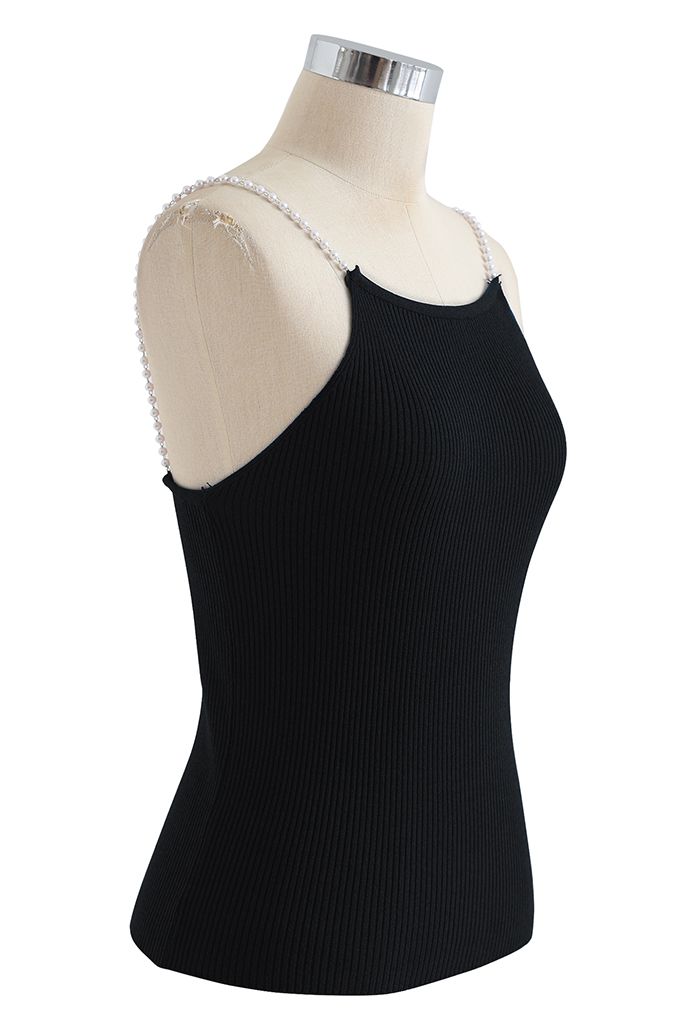 Amazing black cami with pearl straps - Tops