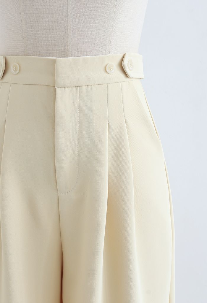Buttoned Waist Straight Leg Pants in Yellow - Retro, Indie and Unique ...