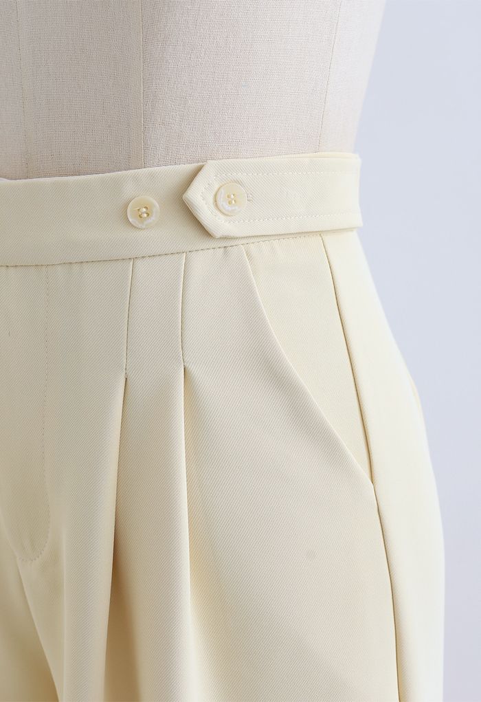 Buttoned Waist Straight Leg Pants in Yellow - Retro, Indie and Unique ...