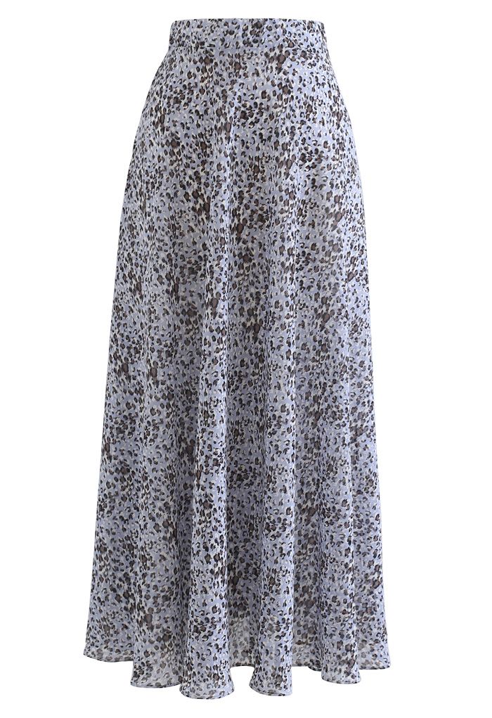 Flowy Leopard Print Chiffon Skirt