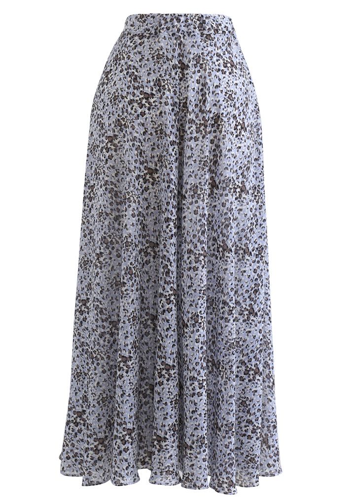 Flowy Leopard Print Chiffon Skirt