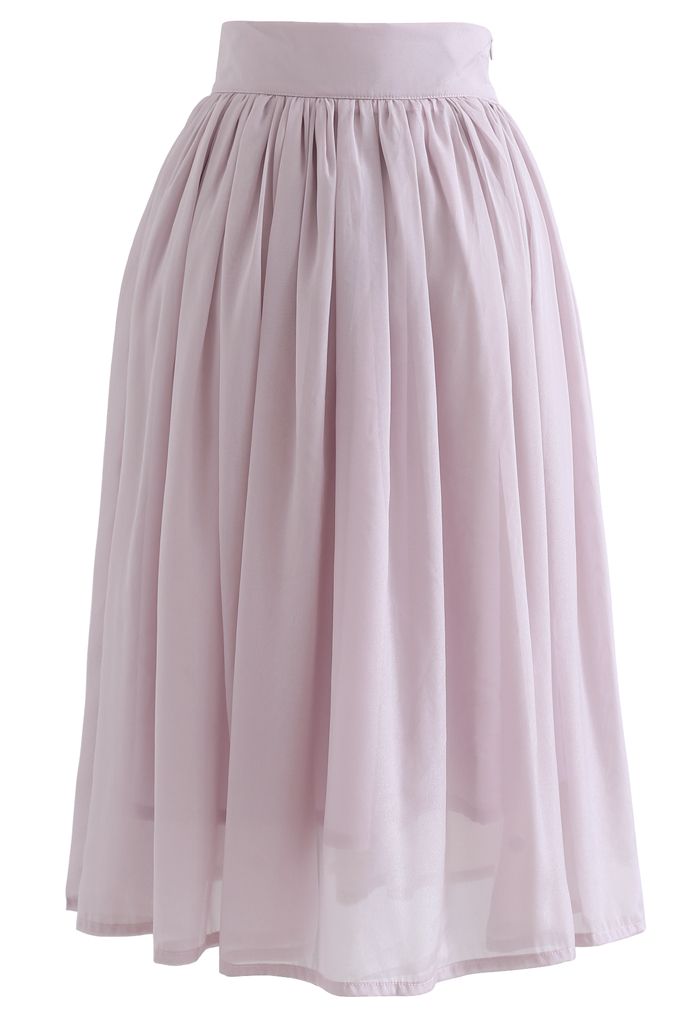 Bowknot Waist Chiffon Pleated Midi Skirt in Pink - Retro, Indie and ...