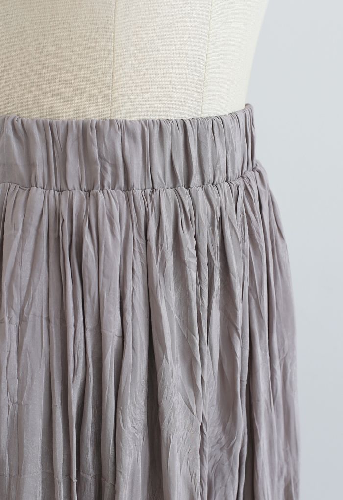 Lightweight Pleated Chiffon Skirt in Mauve