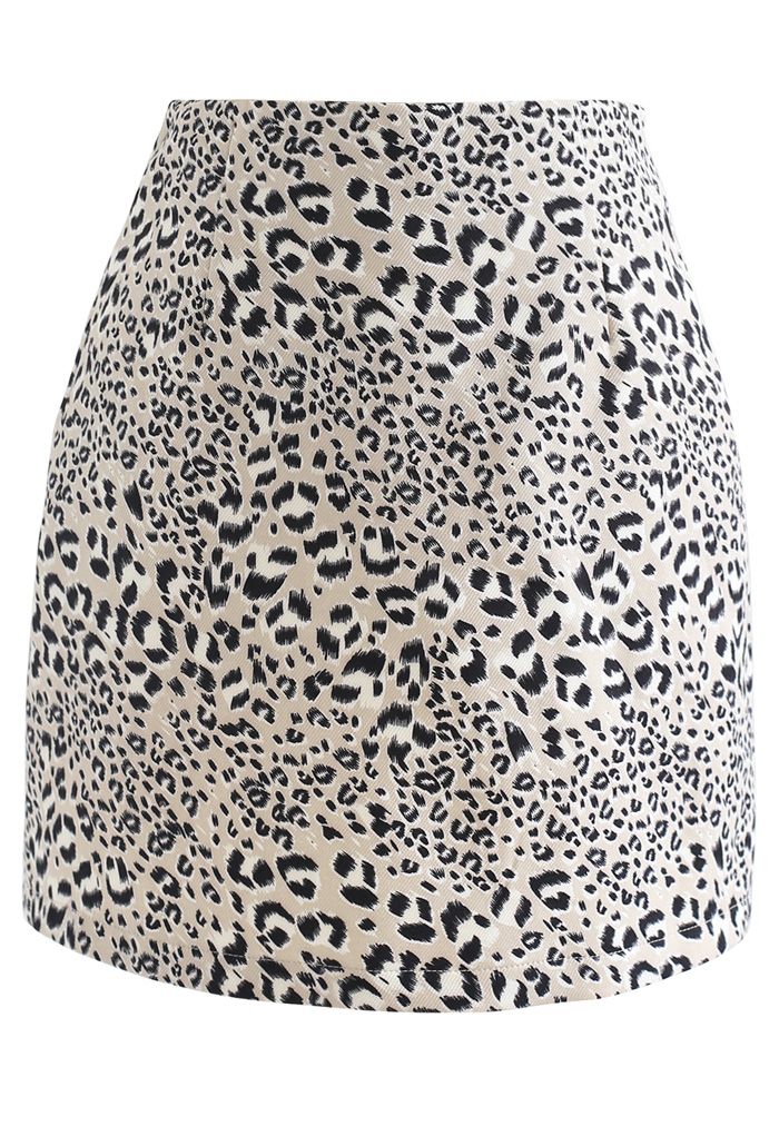 Leopard Print Bud Mini Skirt
