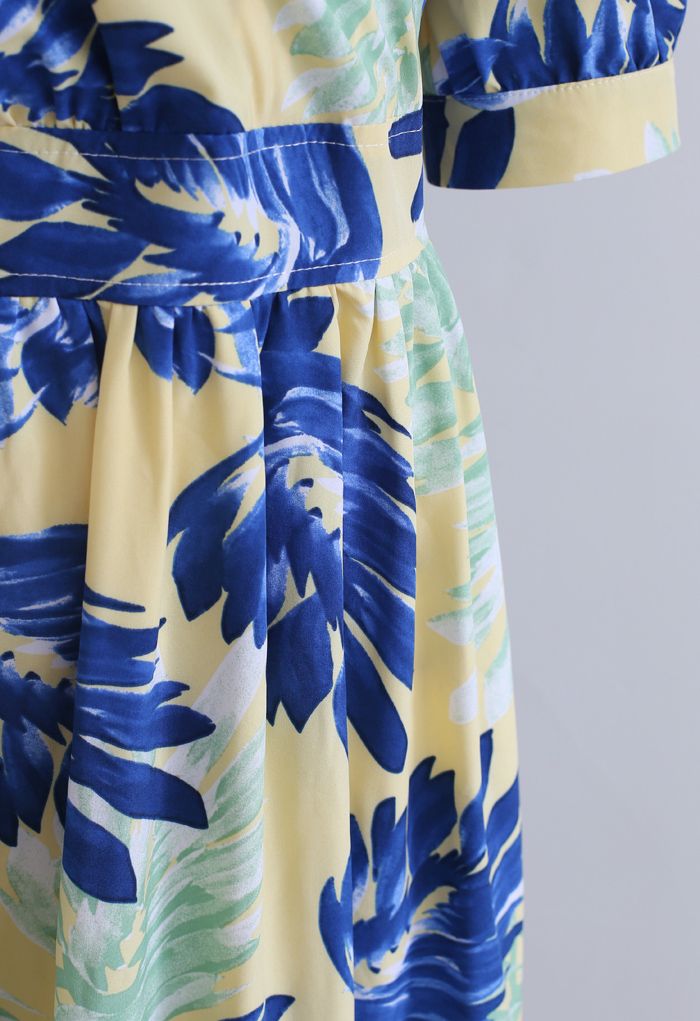 Tropical Leaves Wrapped Frilling Maxi Dress - Retro, Indie and Unique ...