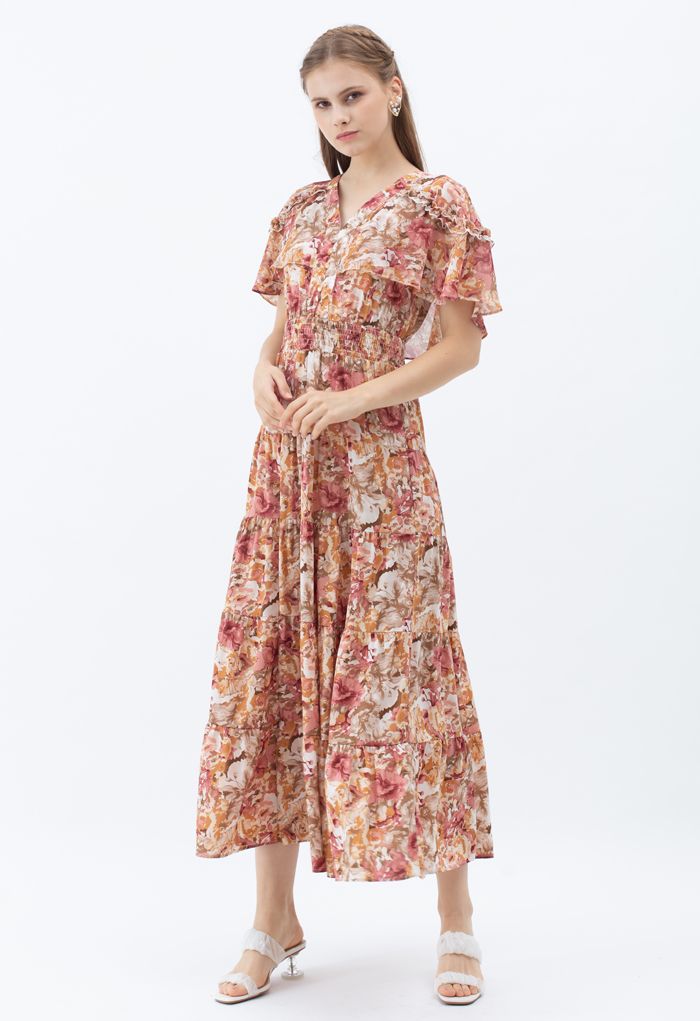 Floral Flap Shoulder Sleeveless Maxi Dress - Retro, Indie and Unique ...